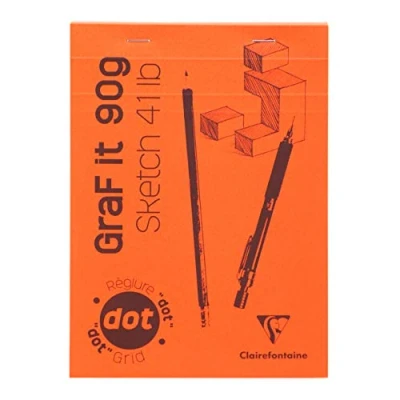Image of Clairefontaine Ref 96651C GRAFiT Glued White Dot Grid Pad (80 Sheets) A5 (148 x 210mm), 90gsm Paper, DotGrid Rulings, Micro Perforated Sheets, Acid Free