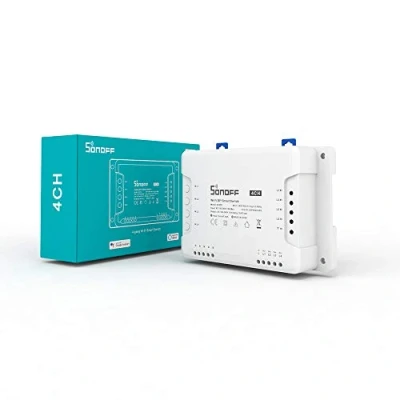Image of SONOFF 4CHR3 WiFi Smart Switch 4 Gang Light Inching/Self Locking/Interlock, Works with Alexa/Google Home, Timer Function, No Hub Required