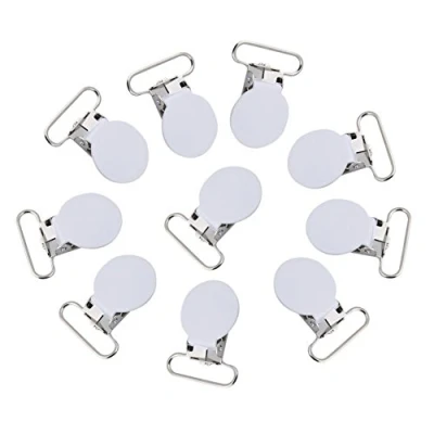 Image of Metal Dummy Clips, Round Chain Clips Braces Nipple Holder for Baby Toddlers 10 Pieces (White)