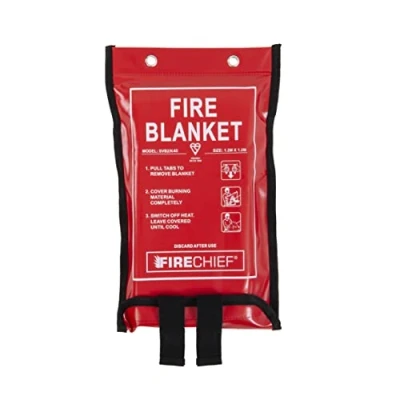 Image of Firechief Kitemarked Budget Fire Blanket Medium (1.2m x 1.2m) Suited For Use Around The Home (Kitchen, Office, Garage)