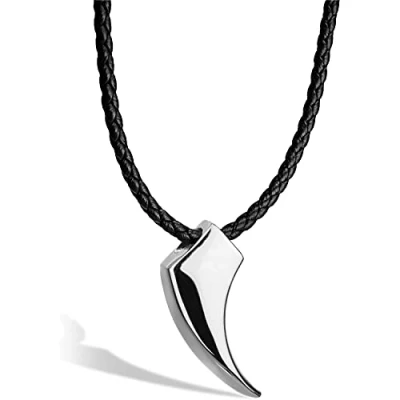 Image of SERASAR Leather Necklace Men with Pendant 50cm Silver Hei tiki Jewelry Box for Genuine Gift torque torc