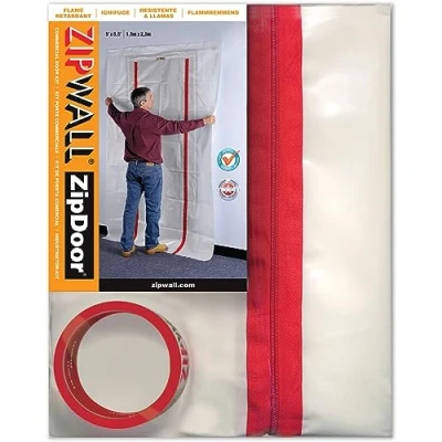 Image of ZipWall ZipDoor Commercial Door Kit for Dust Containment, Flame Retardant, ZDC , Red