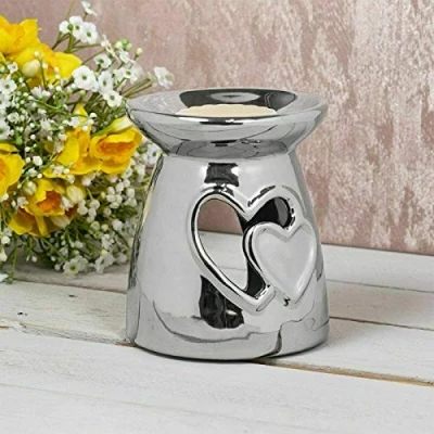 Image of Lesser And Pavey Silver Oil Wax Burner Double Heart LP46494