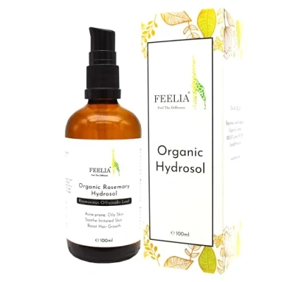 Image of Feelia Organic Rosemary Hydrosol Water, Steam Distilled, Pure &amp; Natural Toner, Acne Prone Oily Skin, Soothe Irritated Boost Hair Growth (Rosemary)