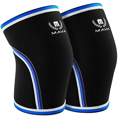 Image of Mava Sports Knee Sleeves Weightlifting Men &amp; Women, 7mm Neoprene for Women and Men, Ideal Cross Training WOD, Squats, Powerlifting