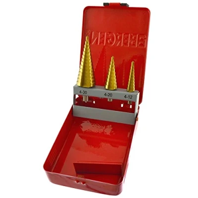 Image of HSS Titanium Coated Step Drills/Cone Cutter/Drill Bits 3pc 4mm 30mm AT206
