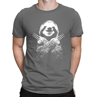 Image of Mens Wolversloth Wolverine Sloth Funny T Shirt Charcoal Grey (XL)