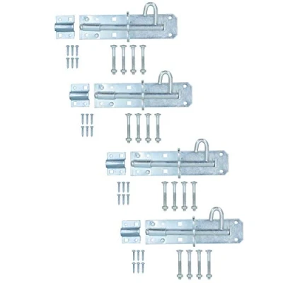Image of 6 (150mm) Galvanised Brenton Slip Bolt Padbolt Slide Latch Lock Sheds Gates 4pk