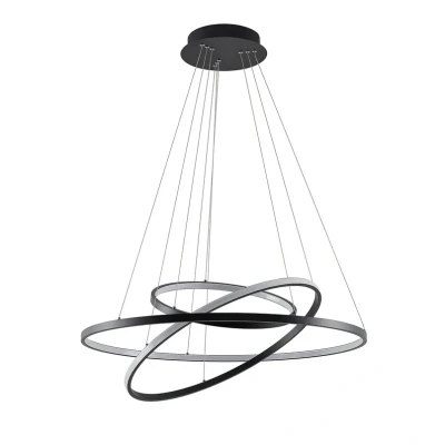 Image of Lucande LED pendant light Ezana, black, metal, Ø 80cm