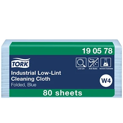 Image of Tork Low Lint Cleaning Cloth Blue W4, 1 ply, pack x 80 cloths, 190578
