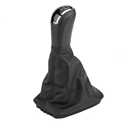 Image of For Fabia PU Leader 5 Speed Gear Shift Knob Manual Shifter with Gaiter Boot Cover