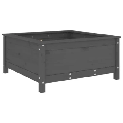 Image of vidaXL Solid Pinewood Garden Planter Elegant Grey, Roomy Design for Outdoor Spaces, Easy Assembly