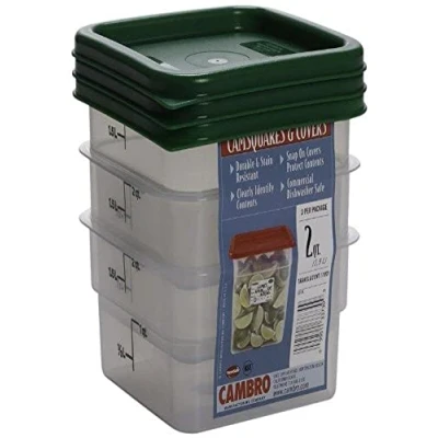 Image of Cambro Set of 3 Square Food Storage Containers with Lids, 2 Quart