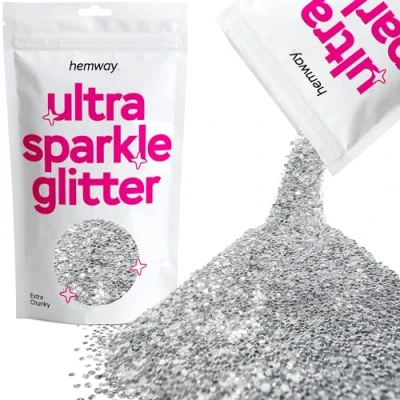 Image of Glitter Silver Ultra Sparkle Sequins Nail Face Festival Christmas Halloween Makeup Extra Chunky 100g / 3.5oz