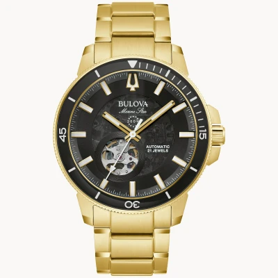 Image of Bulova Marine Star Mens Gold Watch 97A174 Stainless Steel (archived) One Size