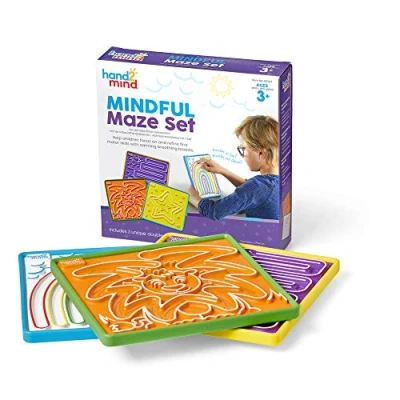 Image of Learning Resources Mindful Maze Set 3 Double Sided Breathing Boards with Finger Paths, Mindfulness for Kids, Social Emotion Toy, Sensory Toy Play, Anxiety Relief Toys (Set of 3)