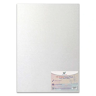 Image of 9 X 12 Canvas Panel Stretched Blank Board Primed Artist Boards 100% Cotton for Oil Paint Acrylic Painting Mixed Media White Canvases (9x12 Inch 1 Board)