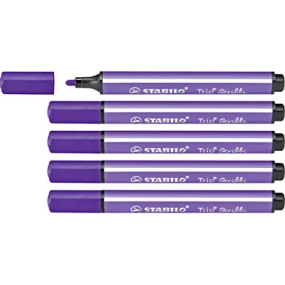 Image of Triangular Fibre Tip Pen STABILO Trio Scribbi Pack of 5 Violet