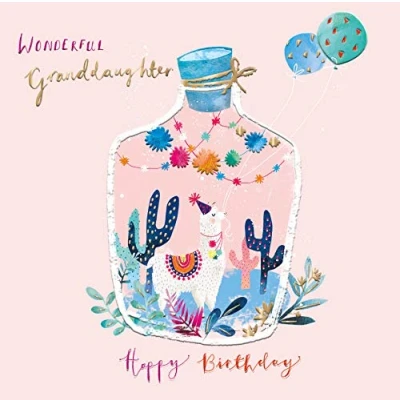 Image of The Curious Inksmith Granddaughter Llama Birthday Greeting Card Artistic Greetings Cards CISR1043