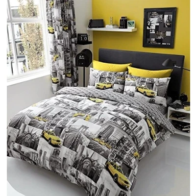 Image of GC GAVENO CAVAILIA Luxurious Cars Duvet Cover Set, Soft &amp; Cosy New York Bedding Sets King Size, Machine Washable, Multicoloured