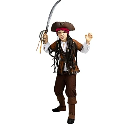 Image of Funidelia Pirate Costumes Caribbean Collection for boy Corsair, Buccaneer kids, accessory fancy dress &amp; props Halloween, carnival parties Size 3 4 years Brown