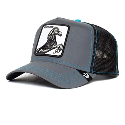 Image of Goorin Bros. The Farm Reflective Capsule Adjustable Mesh Back Trucker Hat, Stallion Nights, One Size Black
