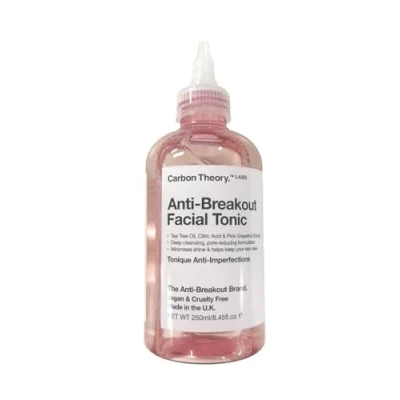 Image of Carbon Theory Anti Breakout Face Toner Reduces Excess Oil &amp; Minimises Pores Blemish Control Cleanser for Oily Skin Pink Grapefruit Organic Tea Tree