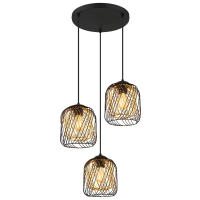 Image of Dichti Cluster Pendant Ceiling Light Matt Black 3x E27