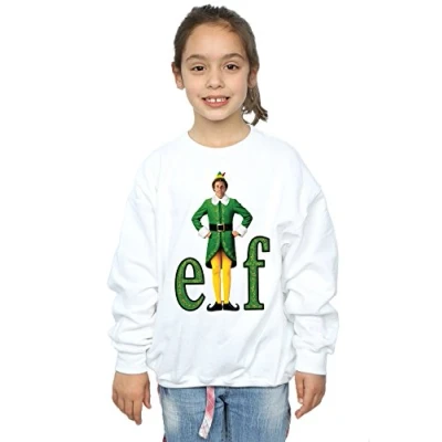 Image of Elf Girls Buddy Logo Sweatshirt 5 6 Years White