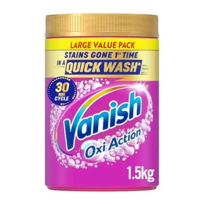 Image of Vanish Gold Oxi Action Laundry Booster &amp; Stain Remover Powder for Colours 1.5 Kg, Back to School, Removes School Stains in Just 30 Minutes, Keeps Bright, Safe on Uniforms