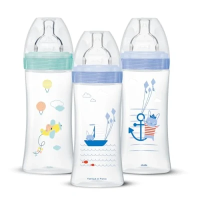 Image of Dodie Anti Colic Sensation+ Baby Bottles, 330 ml, 6 Months, Flat Teat, Flow 3 Pack of