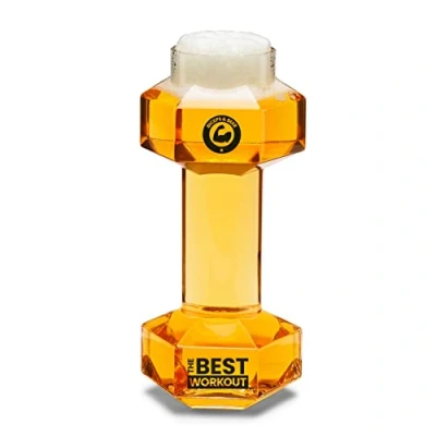 Image of #winning Dumbbell Shaped Pint Glass Gym Theme Biceps and Beer The Best Workout
