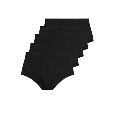 Image of Yours Curve 5 Pack Stretch Full Briefs Women&#039;s Plus Size Black