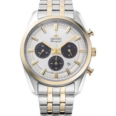 Image of Orient Stretto Solar Chronograph 40mm White Dial Steel Strap