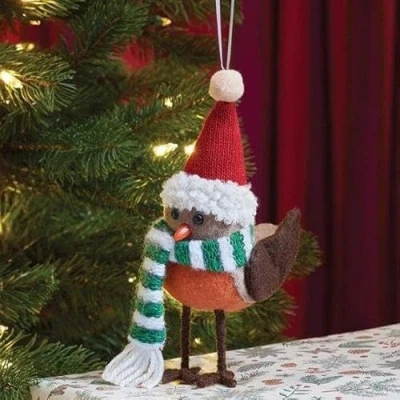 Image of Marco Paul Christmas Decorations, Home Decor Exquisite Brown and Red Robin Bird Pendants, Ideal for Xmas Tree Decorations House Embellishment.