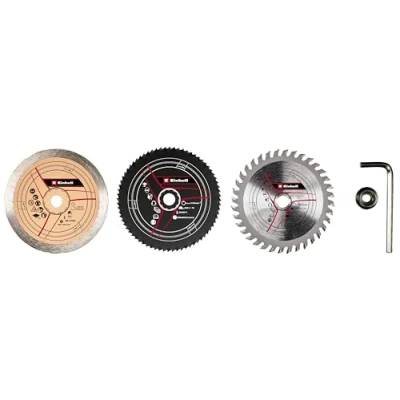Image of kwb by Einhell 5 Piece Saw Blades Set Mini Hand Held Circular Accessories (Diameter 89 mm, HSS, Carbide and Diamond Blade, Suitable for TC CS 860/1)