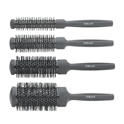 Image of Sibel Ceramic Heat Retaining Radial Brush Set of 4 Black