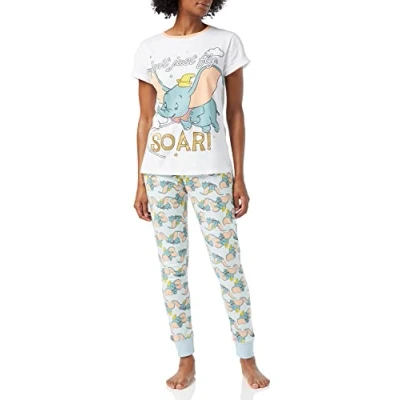 Image of Disney Dumbo Ladies Pyjamas Pjs, Sizes UK 8 to 22, Official Gifts for Women (as8, numeric, numeric_12, numeric_14, regular, regular) White