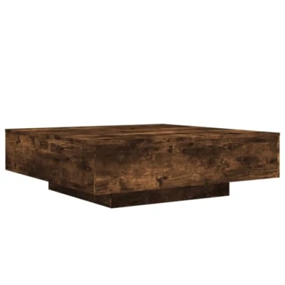 Image of vidaXL Modern Engineered Wood Coffee table in Smoked Oak, Square Side/Tea/Telephone for Living Room and Office, Easy Assembly 100x100x31cm