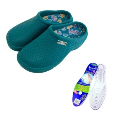 Image of Town &amp; Country Clogs Mens/Womens Ladies Gardening Super Soft Clogs/Cloggies Lightweight Fleece or Memory Foam Insole (8 UK, Teal Dots)