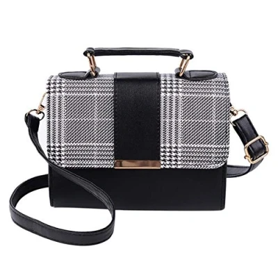 Image of Cllym Summer Fashion Women Bag Leather Handbags PU Shoulder Small Flap Crossbody Bags for Messenger sac femme,black plaid