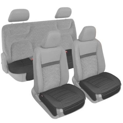 Image of Motor Trend Seat Covers for Cars Trucks SUV, Faux Leather Full Set Black Padded Car with Storage Pockets, Premium Interior Cover