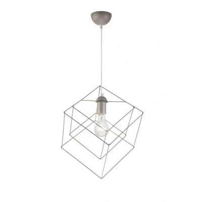 Image of Wire Frame Pendant Ceiling Light Silver, 1x E27