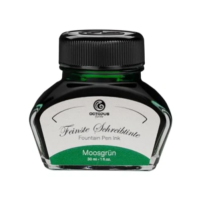Image of Octopus Fluids Fountain pen Ink in glass,Writing for pen, Moss Green 30ml, inkpot, Calligraphy