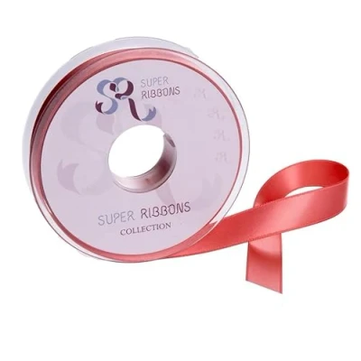 Image of SR SUPER RIBBONS®™ Full Reel 3mm Double Faced Satin Ribbon, 50 Metres on Deep Peach