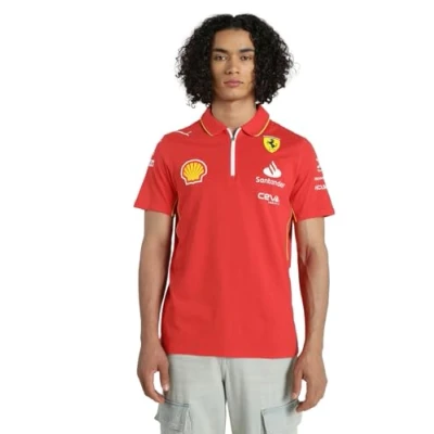 Image of PUMA Scuderia Ferrari Men&#039;s 2024 Team Polo Burnt Red Size: Medium