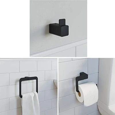 Image of Architeckt Jupiter Range Matte Black Bathroom Accessories (3 Piece Set)
