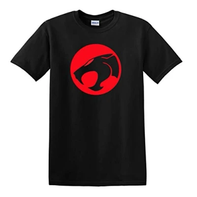 Image of Thundercats Retro Cartoon Gamer 80s Comic Big Bang Theory Heavy Cotton t Shirt Black