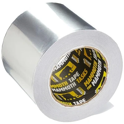 Image of Everbuild Mammoth Aluminium Tape Heat Resistant to 180C Light Reflective Excellent Moisture Resistance Silver 100mm x 45m