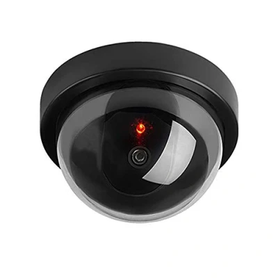 Image of ELEAR™ Black Dome Fake Dummy Security CCTV Camera Waterproof IR LED Flashing Red Light Outdoor Indoor Surveillance